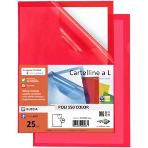 Cartellina a L Poli 150 Color - A4 - PP - buccia pesante - rosso - Sei Rota - conf. 25 pezzi