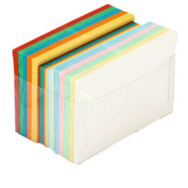 Scatola 100 cartoncini (200gr) + 100 buste (90gr) - arcobaleno - formato 9 - Favini