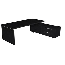 Scrivania Manager Prestige - con mobile servizio reversibile - 210 x 90 x 74 cm - nero venato