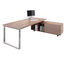 Scrivania Manager Prestige Metal - con mobile servizio reversibile - 180 x 90 x 74 cm - ciliegio arabis