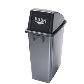 Contenitore Office 60 Lt - con coperchio push - per rifiuto secco - 33x46x79 cm - grigio/nero - Medial