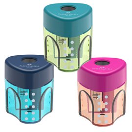 Temperamatite con contenitore - 1 foro - triangolare - con serbatoio - Faber-Castell