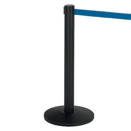 Colonnina segnapercorso Alfa nera - altezza 95 cm - nastro retrattile blu da 200 cm - Medial