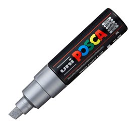 Marcatore Uni Posca PC8K  - punta a scalpello 8mm - argento - Uni Mitsubishi