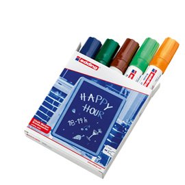 Marcatore a gesso liquido 4090 - punta scalpello - da 4 a 15mm - colori assortiti - Edding - astuccio 5 pezzi