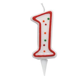 Candelina Zuccherino - numero 1 - H 8.5 cm - Big Party