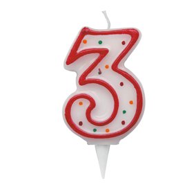85969 Candelina Zuccherino - numero 3 - H 8.5 cm - Big Party