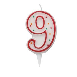 85975 Candelina Zuccherino - numero 9 - H 8.5 cm - Big Party