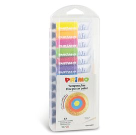 86072 Tempera in tubetto - 12 ml - fluo / metal - Primo - scatola 12 pezzi