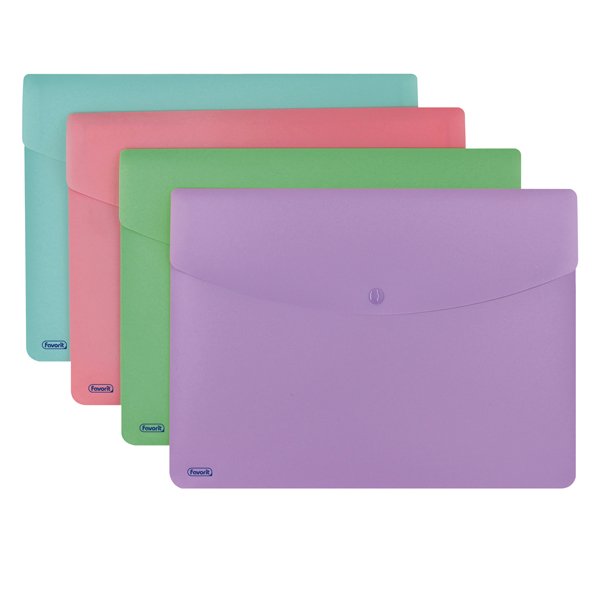 Busta con bottone Pastel - A4 - PP - colori assortiti - Favorit