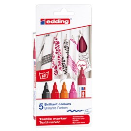 Marcatore per tessuto 4500 - punta tonda - da 2 a 3mm - colori assortiti caldi - Edding - astuccio 5 pezzi