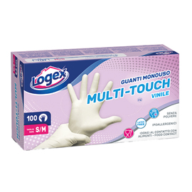91329 Guanti monouso - in vinile non talcato - tg. S/M - Logex Professional - conf. 100 pezzi