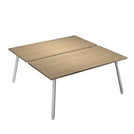 Scrivania Skinny Metal a 2 postazioni contrapp. - 140 x 166 cm - bianco / rovere