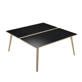 Scrivania Woody a 2 postazioni contrap. - 120 x 166 cm - rovere / nero venato