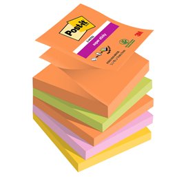Blocco Post-it Super Sticky Z Notes - R330-5SS-BOOS - 76 x 76 mm - colori Boost - 90 fogli - Post-it - conf. 5 pezzi