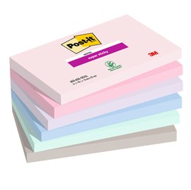 Blocco Post-it Super Sticky - 655-6SS-SOUL - 76 x 127 mm - colori Soulful - 90 fogli - Post-it - conf. 6 pezzi