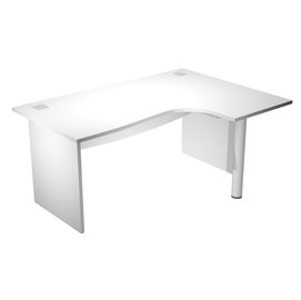 Scrivania compact Agorà - fianco dx melaminico - L180 x P120/80/60 x H73 cm - con supporto metallico - bianco