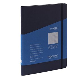 Taccuino Ecoqua Plus - con elastico - spiralato - A5 - 70 fogli - puntinato - blu scuro - Fabriano