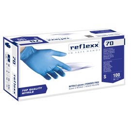 96883 Guanti in nitrile R70 - senza polvere - tg S - azzurro - Reflexx - conf. 100 pezzi