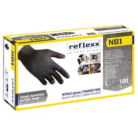 96911 Guanti in nitrile N81 - tg L - nero - Reflexx - conf. 100 pezzi