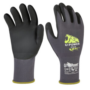 Guanti di protezione FLEX - con polsino giallo - taglia 08 - nero/grigio - U-Power