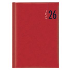 Agenda settimanale 2026 - copertina in carta imbottita - 17 x 24 cm - rosso