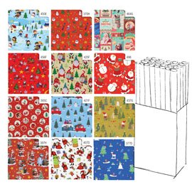 Rotolo carta regalo natale - 3 x 1 m - fantasia bambini - colori assortiti - Rex Sadoch