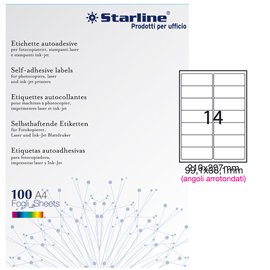 Etichette adesive - in carta - angoli arrotondati - permanenti - 99