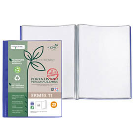 Portalistini personalizzabile Ermes TI - 22 x 30 cm - PP riciclato - 20 buste - blu - Sei Rota