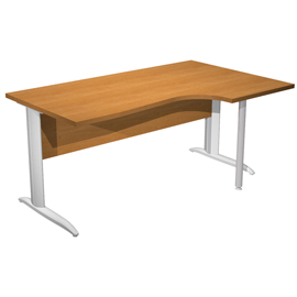 100841 Scrivania Compact Destro Easy - 160 x 60/80/100 cm - Noce chiaro/grigio alluminio