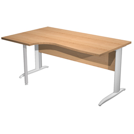 100849 Scrivania Compact Sinistro Easy - 160 x 60/80/100 cm - Faggio/grigio alluminio