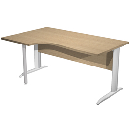 100852 Scrivania Compact Sinistro Easy - 160 x 60/80/100 cm - Rovere/grigio alluminio