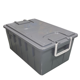 101104 Cassa multiuso - con coperchio e manici - 58 x 38 x 26 cm - 40 L - PP - grigio scuro/grigio chiaro - Mobil Plastic