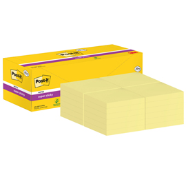 Blocco foglietti Post-it Super Sticky - 654-SSCY-VP24 - 76  x 76 mm - giallo Canary - 90 fogli - Post-it - conf. 24 blocchi