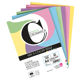Risma carta Cromatica - A4 - 160 gr - colori assortiti tenui - 100 fogli - CWR