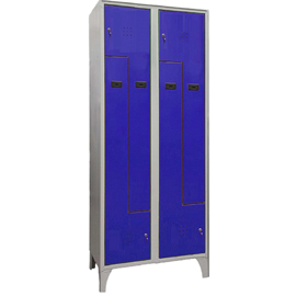 Armadio spogliatoio in metallo salvaspazio - a 4 ante a L - 80 x 50 x 195 cm - grigio/blu - Fasma