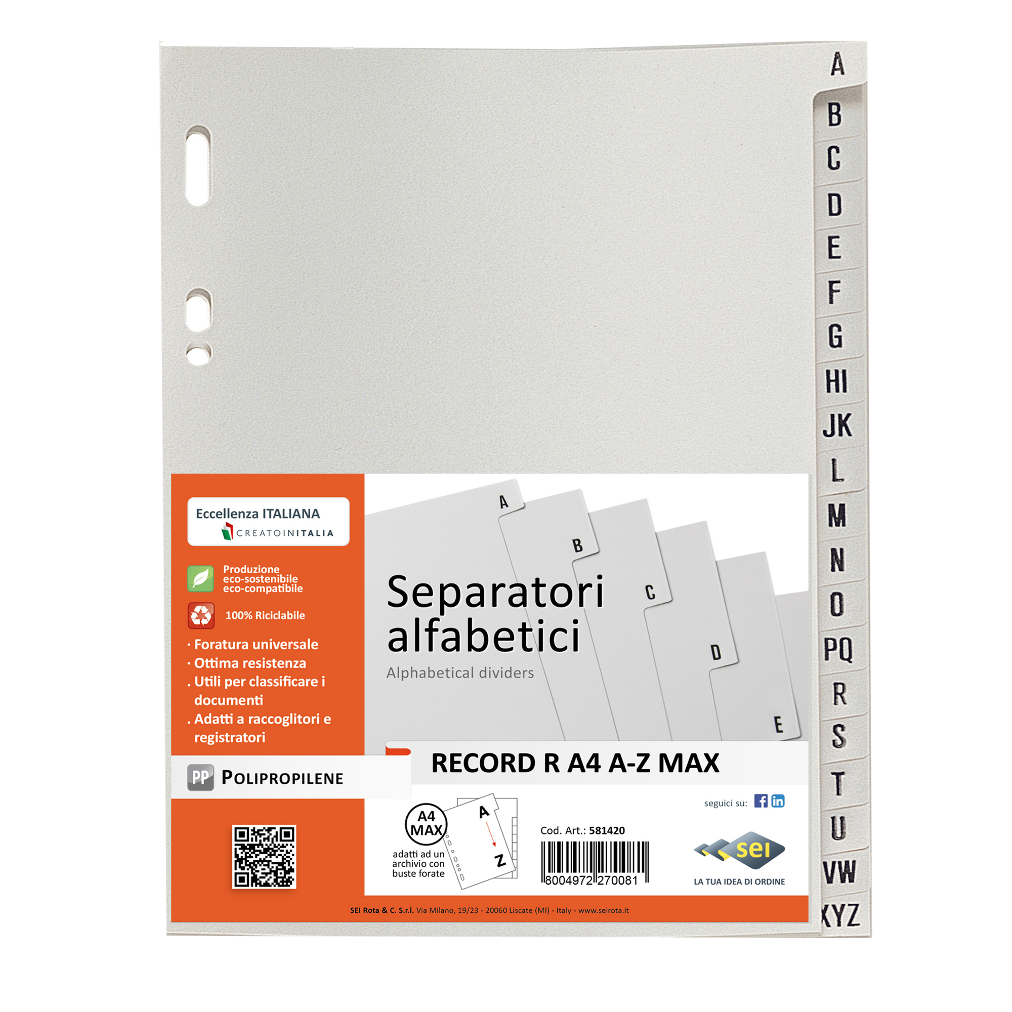 25664 Separatore alfabetico A/Z Record R - PP - 21 x 29