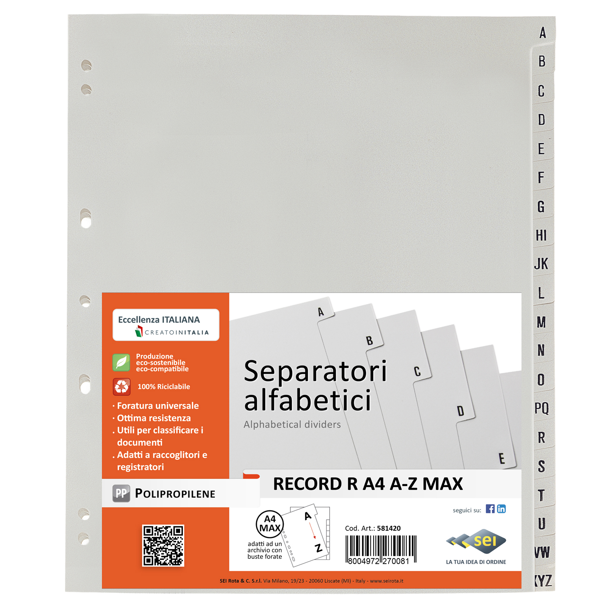 25665 Separatore alfabetico A/Z Record R - PP - 24