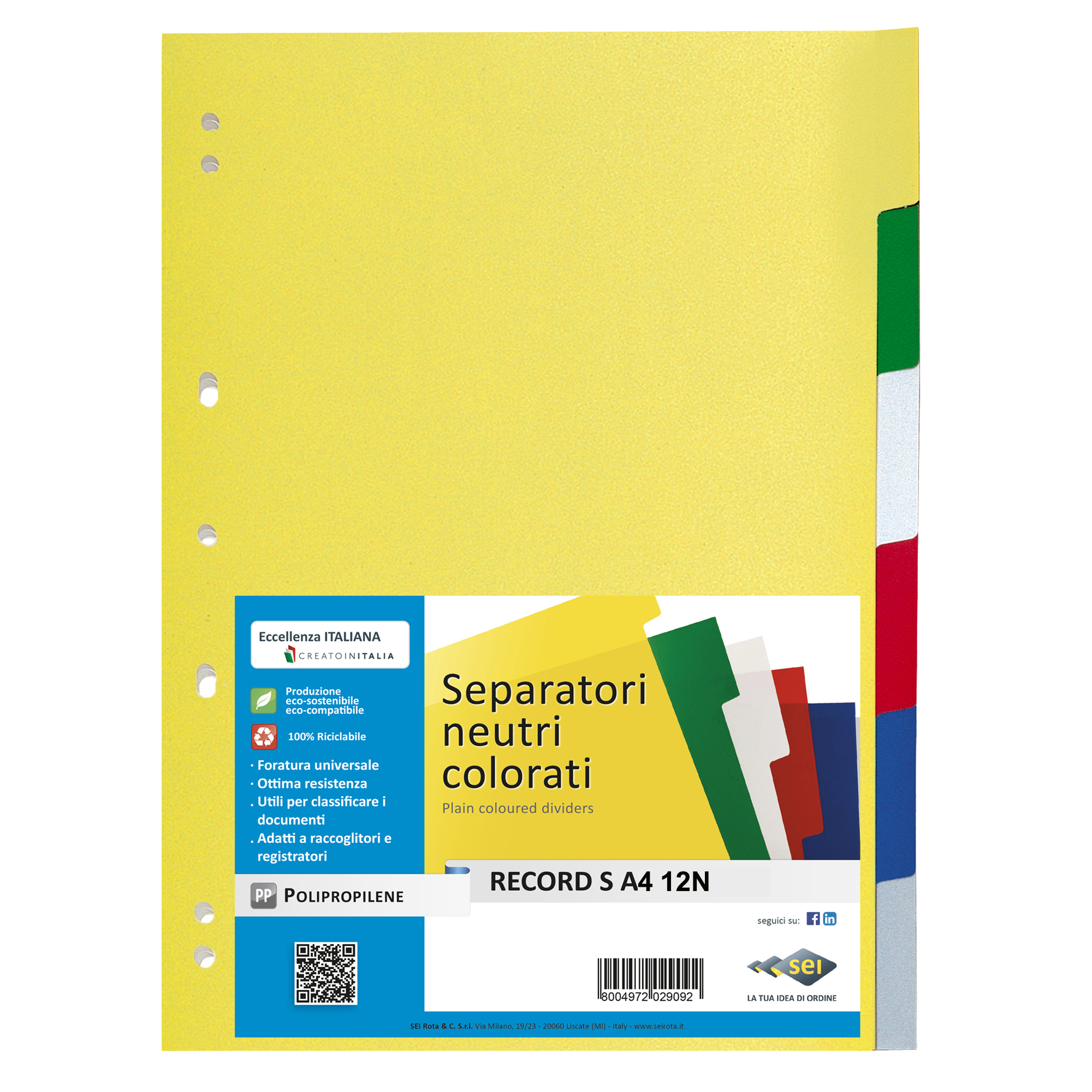25673 Separatore Record S - 12 tasti - PP - 21 x 29