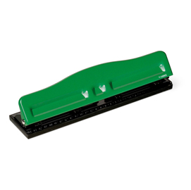 25696 Perforatore 840 - max 8 fogli - 4 fori regolabili - passo 6/8 cm - verde - Lebez