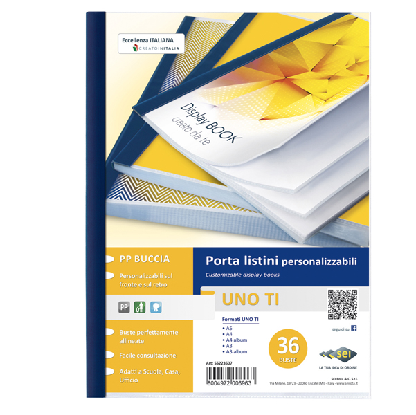 25887 Portalistini personalizzabile Uno TI - 22 x 30 cm - 36 buste - blu - Sei Rota
