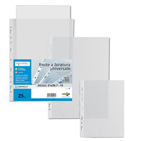 25991 Buste forate Ercole - PVC liscio - 21 x 29