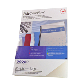 26965 Copertine PolyClear View - A4 - 300 micron - PPL - neutro trasparente opaco - GBC - conf. 100 pezzi