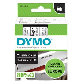 27876 Nastro D1 standard 458000 - 19 mm x 7 mt - PL - nero/trasparente - Dymo