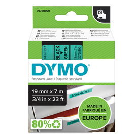 27885 Nastro D1 standard 458090 - 19 mm x 7 mt - PL - nero/verde - Dymo