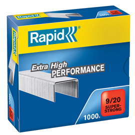 32385 Punti Rapid Super Strong - alti spessori - 9/20 - acciaio zincato - metallo - Rapid - conf. 1000 pezzi