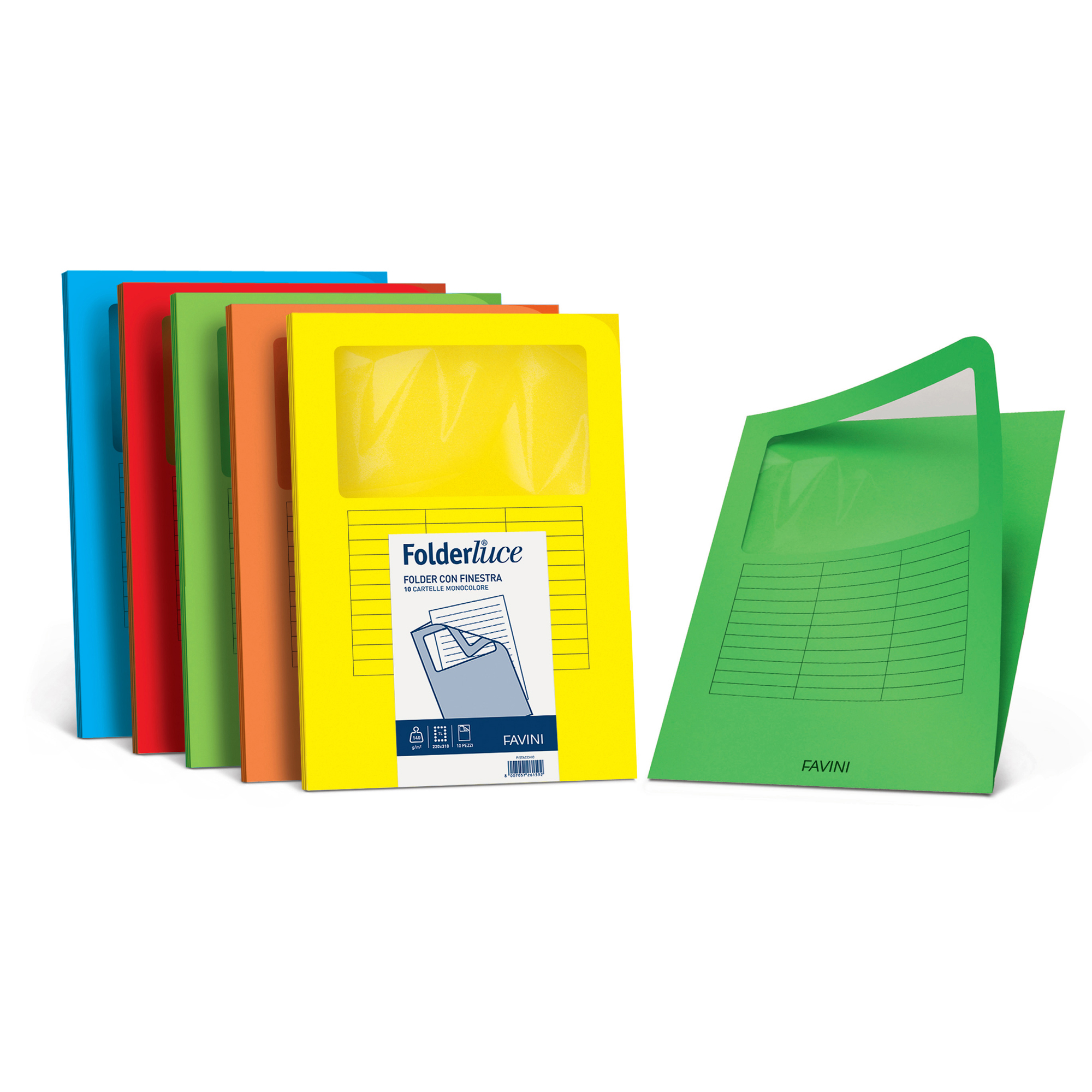 35490 Cartellina a L con finestra - 140 gr - A4 - arancione - Favini - conf. 10 pezzi