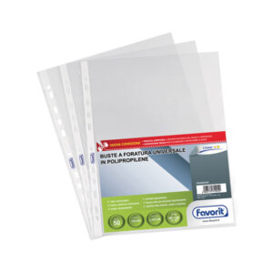 Buste forate Special PP - Linear - liscio - 22 x 30 cm - trasparente - Favorit - conf. 50 pezzi