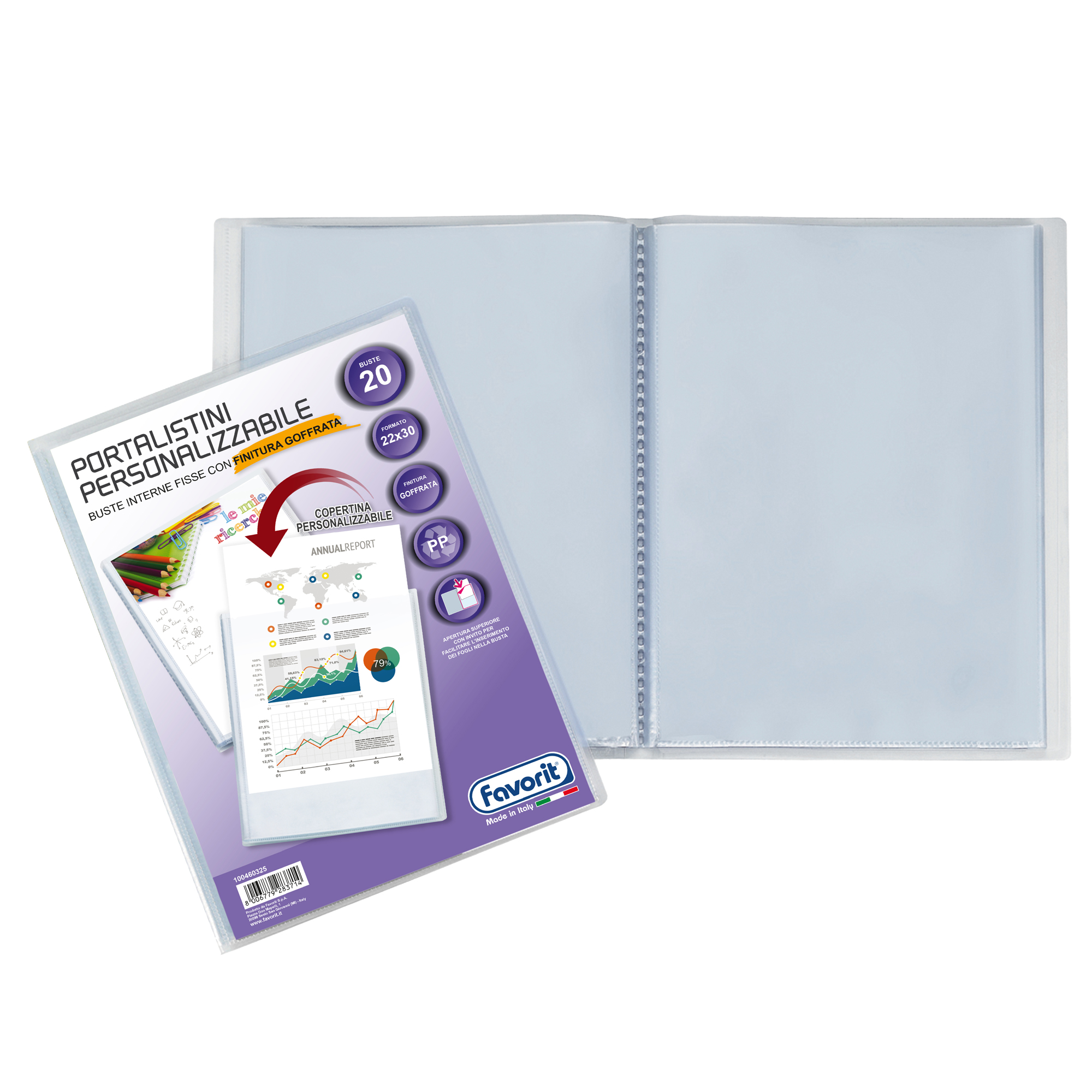 37618 Portalistini personalizzabile Sviluppo - buccia - 22x30 cm - 20 buste - trasparente - Favorit