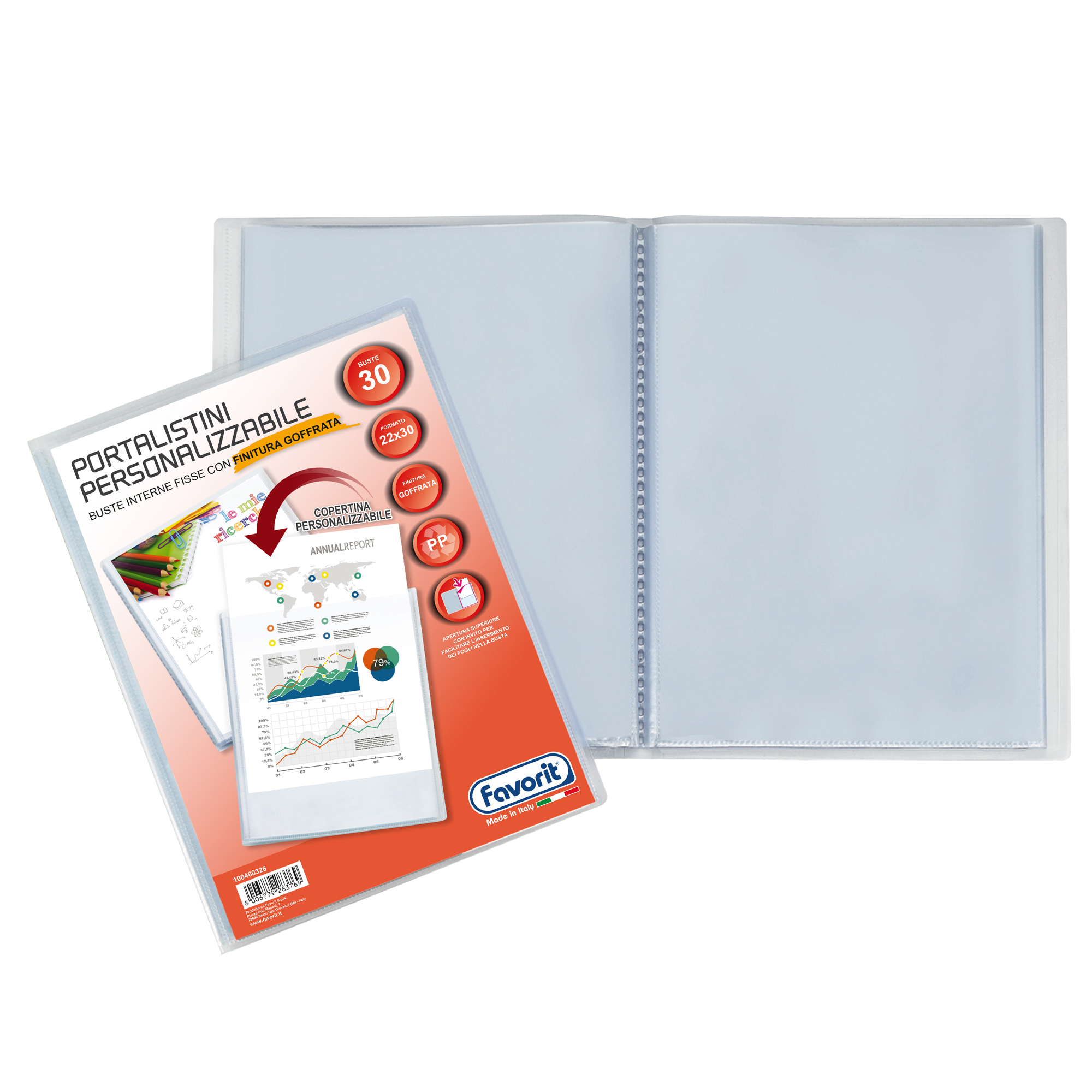37619 Portalistini personalizzabile Sviluppo - buccia - 22x30 cm - 30 buste - trasparente - Favorit